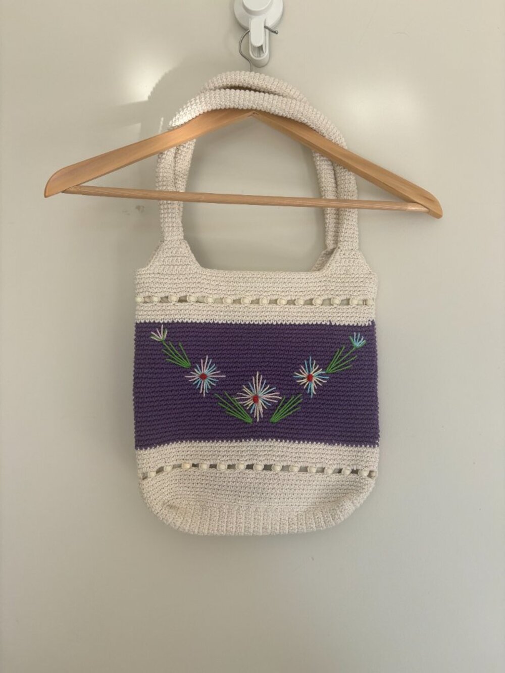 cute crochet embroidered tote bag - Picture 2 of 13